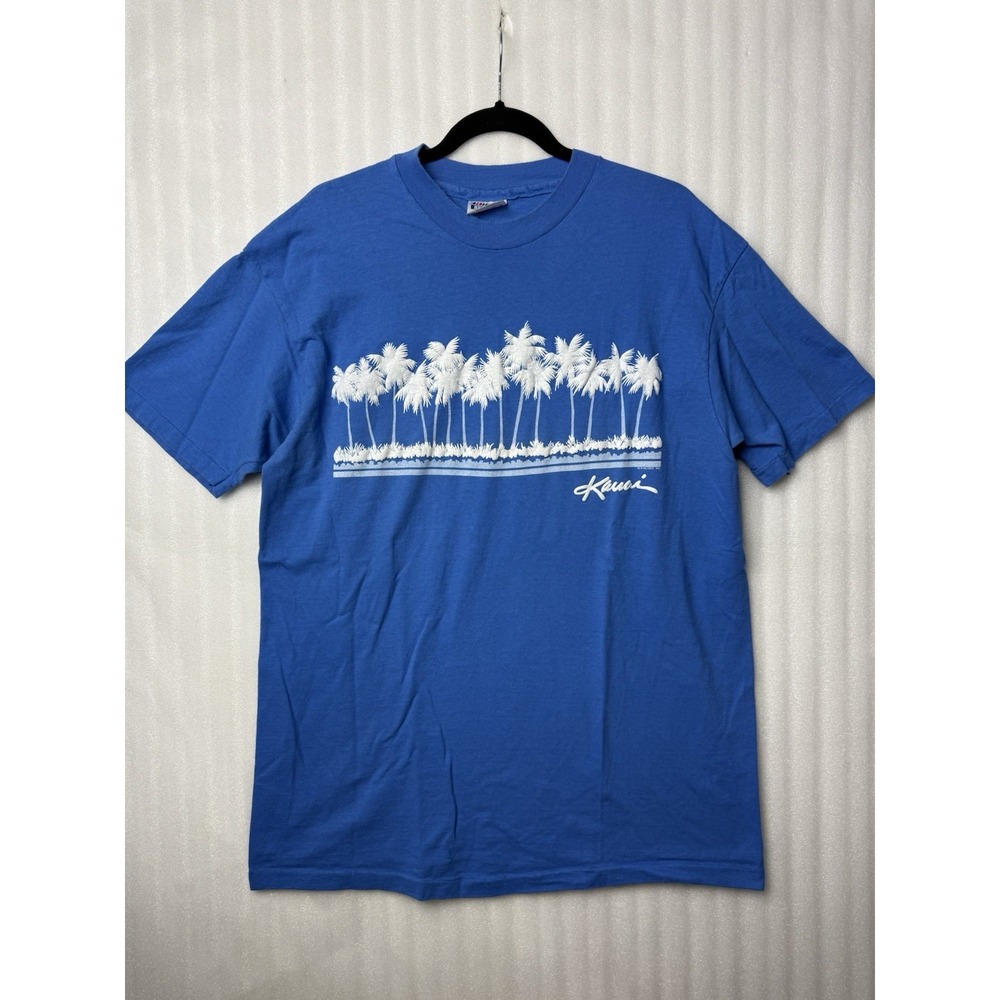 Vintage 90s Graphic T-shirt - Hawaii Big Palm Tree Puff Print - Men's XL Kauai